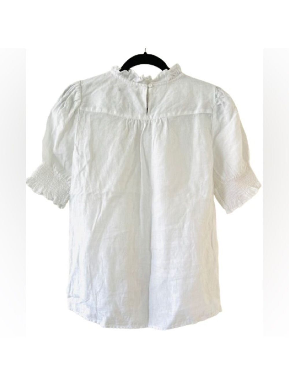 NWOT J Crew Smocked Puff Sleeve 100% Linen Top 
Size XS - Picture 5 of 9